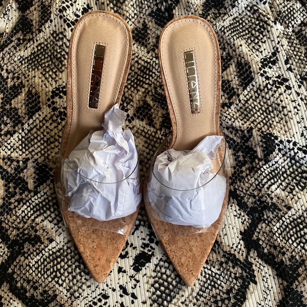 Cork sole clear sexy mules